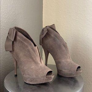 Vera Wang Royce Back Bow Peep Toe Ankle Bootie
